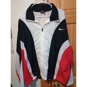 Vintage 90s Nike Large - L Windbreaker Jacket Color Block Black Red White